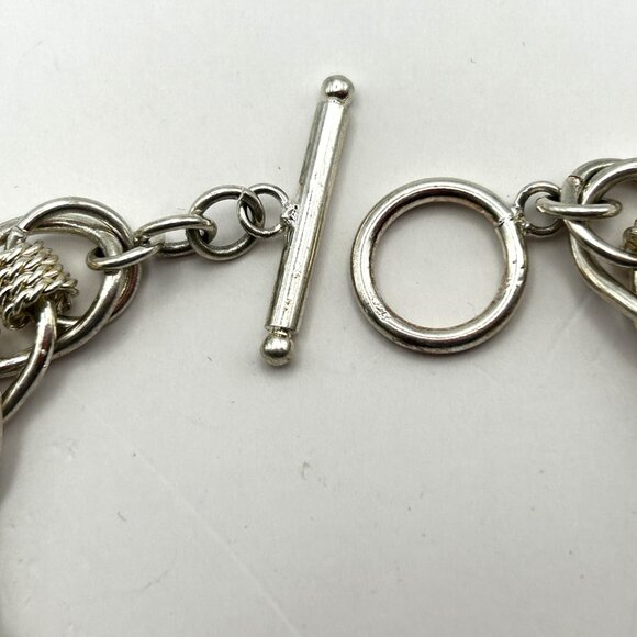 Sterling Silver 925 Heavy Woven Mesh Curb Link Toggle Clasp 37g 7.75” - Picture 3 of 9